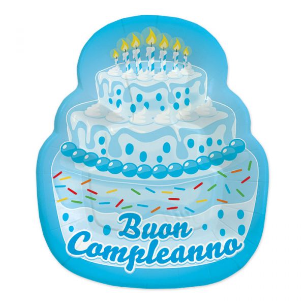 Piatti Buon Compleanno Cake Design Celeste