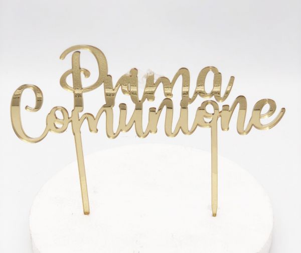 Cake Topper Prima Comunione In Plexiglass Oro - Decorazione Torta - Foto 9