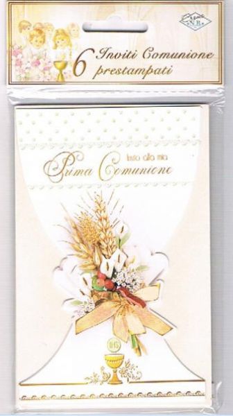 Biglietti Invito Prima Comunione - 12 Pezzi Con Buste, Design Pesci Battesimo