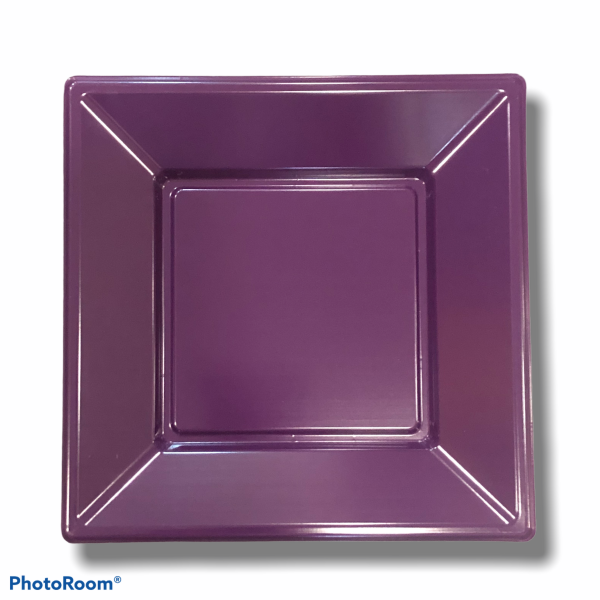8 Piatti quadrati in plastica rigida 18 cm viola