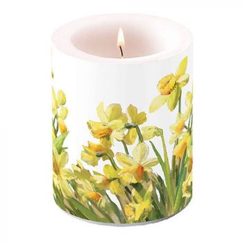 Candela decorativa grande golden daffodils 10 x 12 cm