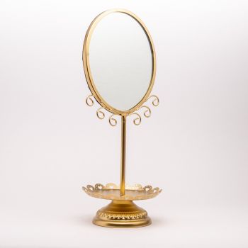 Specchio Da Appoggio 19 X 17 X 44 Cm Oro