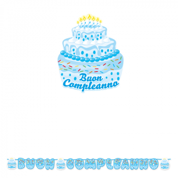 Maxy Festone Buon Compleanno Cake Design Celeste 600 x 25 cm 1 pz 