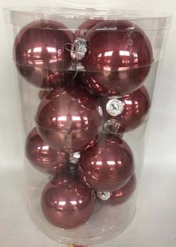 Box 12 sfere vetro 10 cm rosa