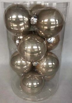 Box 12 sfere vetro 10 cm oro platinato