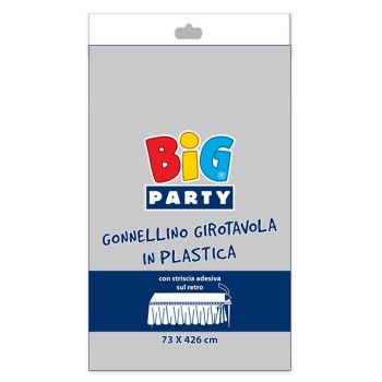 Gonnellino Girotavola in Plastica 73 x 423 cm Argento