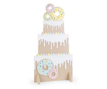 Scritta buon compleanno con donut bianca 55 x 18 cm
