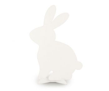 Coniglio sagomato seduto in cartoncino bianco 60 cm