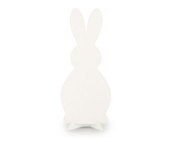 Coniglio sagomato in piedi in cartoncino bianco 60 cm