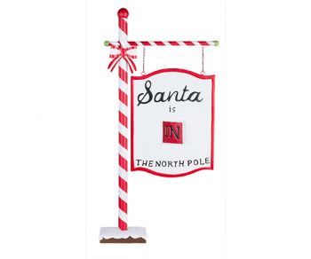 Cartello In Metallo " Santa is in... "