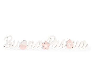 Scritta " Buona Pasqua " bianco e rosa 68 x 11 cm