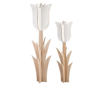 Kit 2 tulipani legno bianco