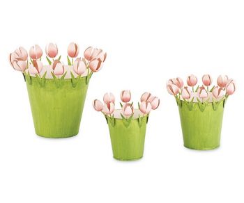 Kit 3 contenitori con tulipani gialli