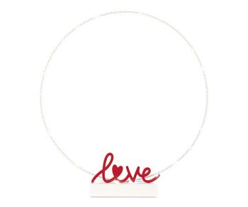 Cerchio bianco con la scritta " Love " rossa e led 55 x 61 cm