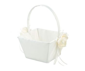 Cestino con manico satin bianco 15 x 15 x 23 cm