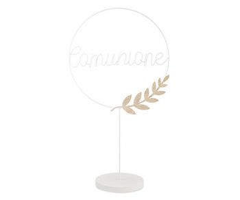 Cerchio comunione bianco e oro con base 40 x 71 cm