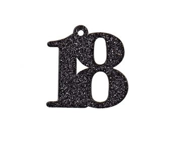 Deco 18 in legno nero glitter da appendere 3.5 cm