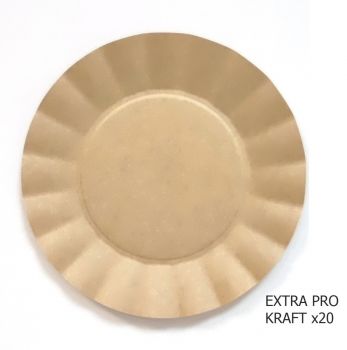 20 Piatti grandi compostabili kraft 24.5 cm