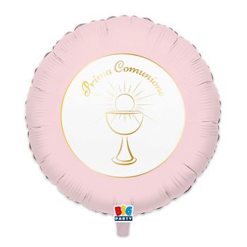 Pallone mylar prima comunione chic rosa 45 cm