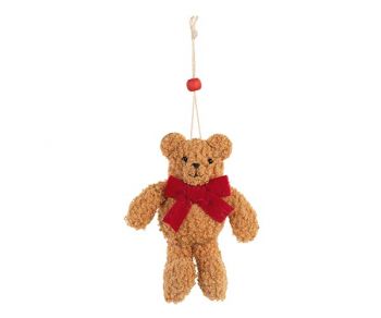 Orsetto Teddy Con Fiocco Rosso Da Appendere 110 Mm