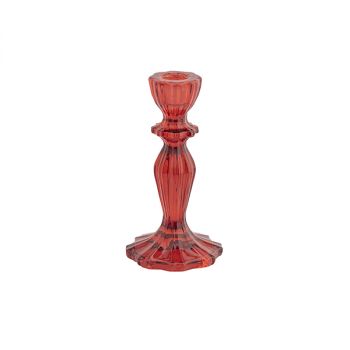 Candelabro In Vetro 8 X 15.3 cm Rosso