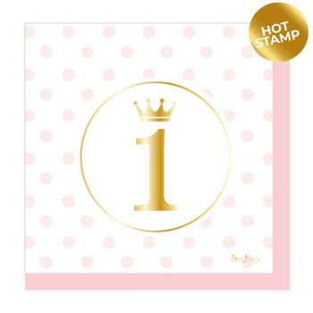 16 Tovaglioli First Birthday Pink 33 X 33 Cm