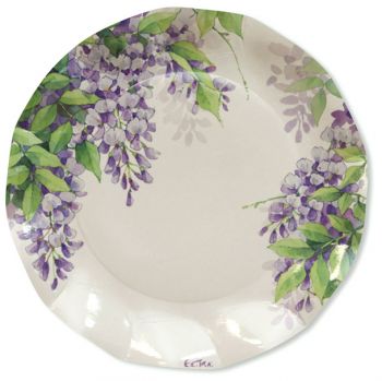 8 Piatti grandi glicini wisteria 27 cm