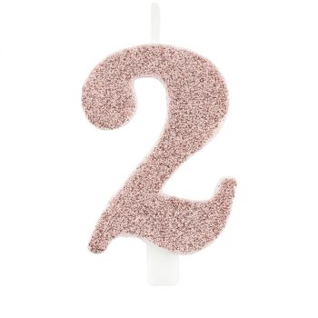 Candelina per torta rose gold glitter numero 2