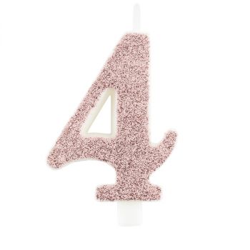 Candelina per torta rose gold glitter numero 4