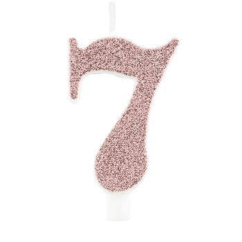 Candelina per torta rose gold glitter numero 7