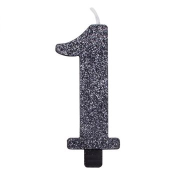 Candelina Glitter Nera N 1 9.5 Cm