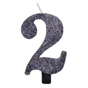 Candelina Glitter Nera N 2 9.5 Cm