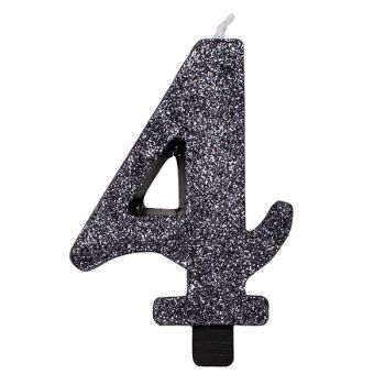 Candelina Glitter Nera N 4 9.5 Cm