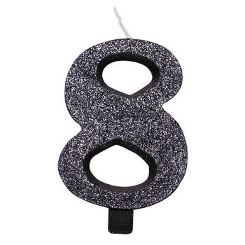 Candelina Glitter Nera N 8 9.5 Cm