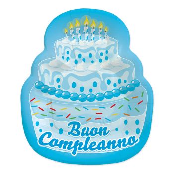 Piatti Buon Compleanno Cake Design Celeste 20 x 24 cm 8 pz 