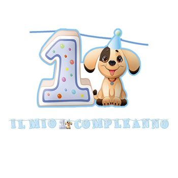 Festone Primo Compleanno Cagnolino Celeste 6 mt