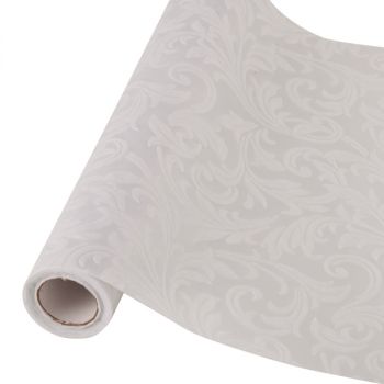 Table runner tessuto damascato floccato cm 28 x 30 bianco