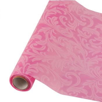 Table runner tessuto damascato floccato cm 28 x 30 rosa