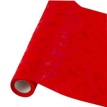 Table runner tessuto damascato floccato cm 28 x 30 rosso