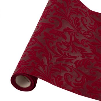 Table runner tessuto damascato floccato cm 28 x 30 bordo