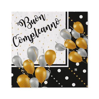 Tovaglioli Buon Compleanno Prestige 25 x 25 cm 20 pz 