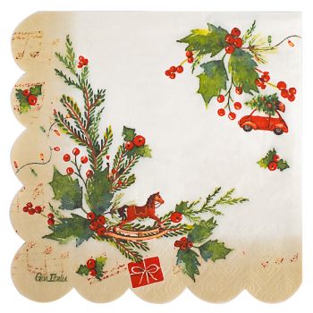 16 Tovaglioli di Natale Jingle Bells 33 x 33 cm