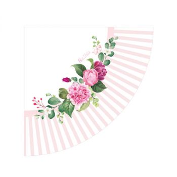 16 Tovaglioli smerlo tondo floral pink 33 x 33 cm