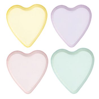 8 Piatti Candy Hearts 17 X 18 Cm 4 Colori