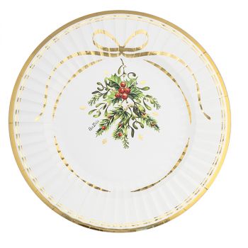 6 Maxi Piatti Merry Gold Christmas 33 Cm