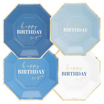 8 Piatti Happy Birthday To You Blu 24 Cm Misti