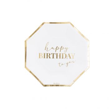 8 Piatti Happy Birthday To You White 19 Cm