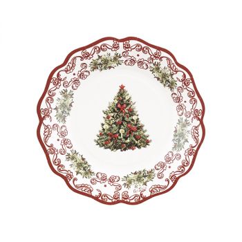 8 Piatti Christmas Pottery 21 Cm