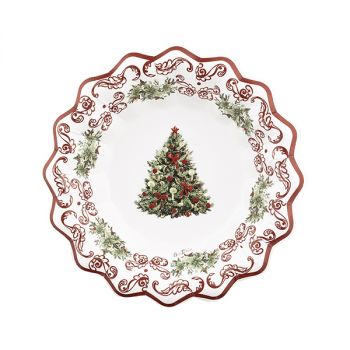 8 Piatti Fondine Christmas Pottery 24 Cm