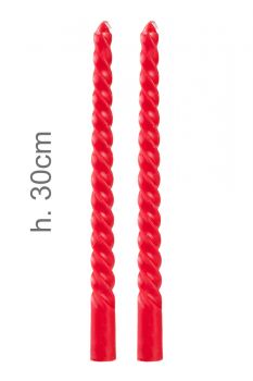 2 Candele Torciglioni Rosso Opaco 30 Cm